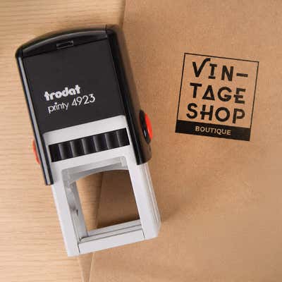Small Custom Logo Stamp, 1"x1" - alternate view