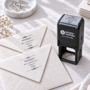 Weston Vintage Address Stamp Imprint Example on envelopes