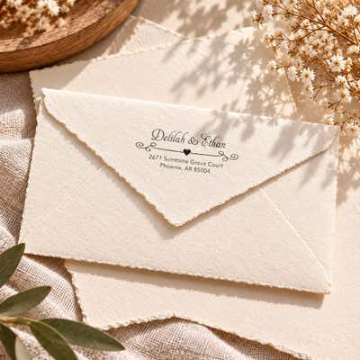Heart Curly Return Address Stamp - alternate view