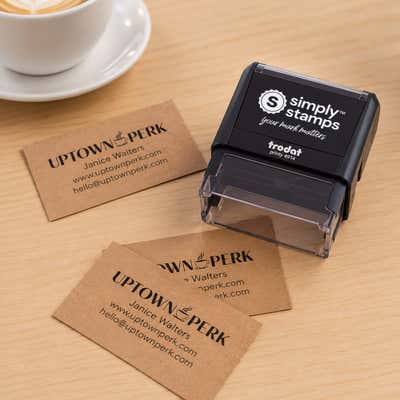 Custom Rectangle Logo Stamp with 3 Lines of Text - alternate view