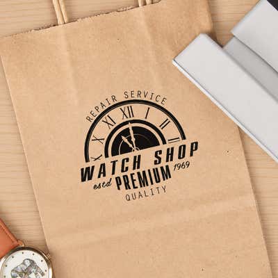 Medium 2-3/8" x 3-1/4" Custom Pre-Inked Logo Stamp - alternate view