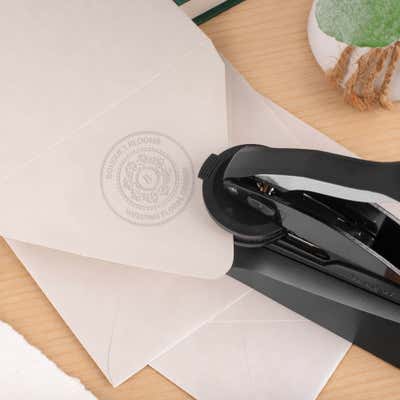 Logo Embosser Seal with Text - Customizable - Trodat M1P/M2P (1-5/8" or 2") - alternate view