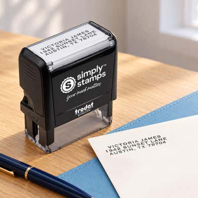 Book Style Custom 3 Line Stamp - alternate view