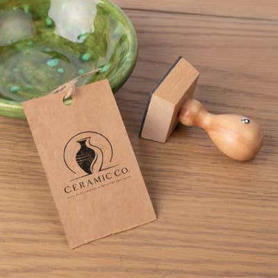 Small Wood Handle Custom Logo Stamp - alternate view