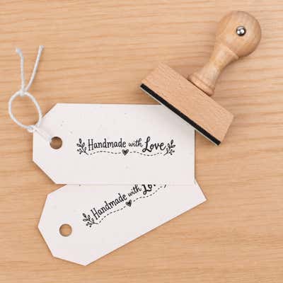 Rectangle Logo Wooden Hand Stamp - alternate view