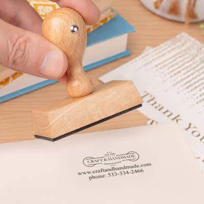 Custom 2 Line Rectangle Logo Hand Stamp - alternate view