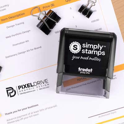 Custom Medium Rectangle Logo Stamp - alternate view