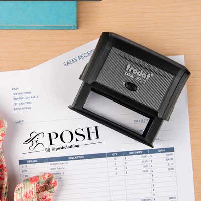 Custom Large Rectangle Logo Stamp - alternate view
