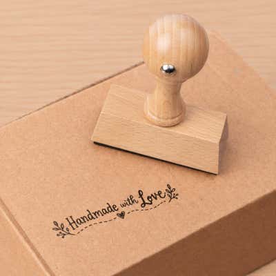 Custom Small Rectangle Logo Hand Stamp - alternate view