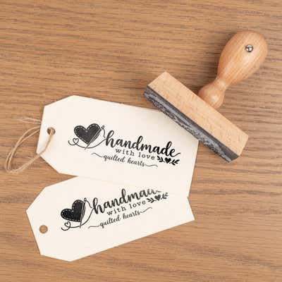 Custom Medium Rectangle Logo Hand Stamp - alternate view