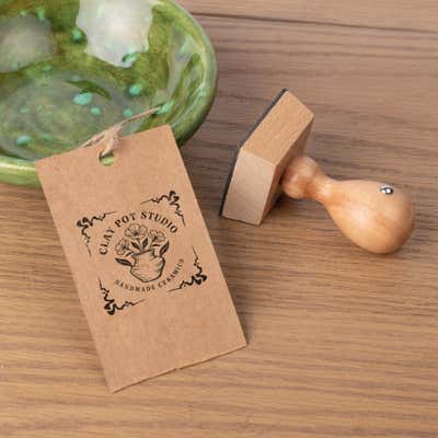 4 Corner Deco Border European Wood Handle Hand Stamp - alternate view