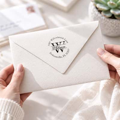 Letter Script Name Return Address Stamp - alternate view