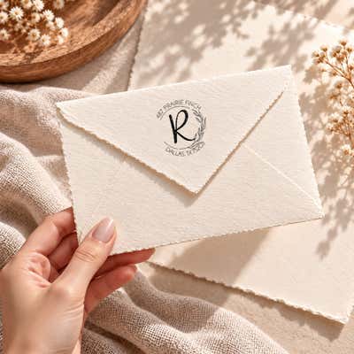 Floral Monogram Custom Address Stamp - alternate view