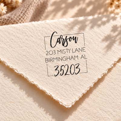 Script Square Border Address Stamp - alternate view