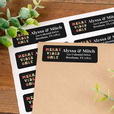 Merry Vibes Only Christmas Custom Address Labels [Sheet of 30 Labels] - alternate view
