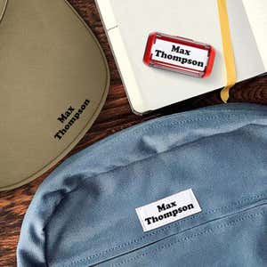 Example of the Trodat 4911 Clothing Name Stamp on Various Surfaces