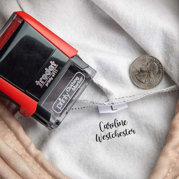 Visual Representation of Fun 2 Line Clothing Stamp Size on Clothing