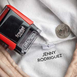 Visual Representation of Modern 2 Line Clothing Stamp Size on Clothing