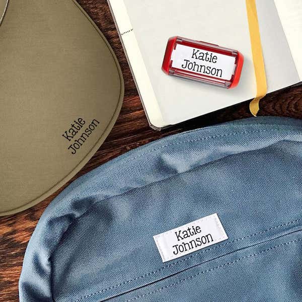 Example of the Trodat 4911 Clothing Name Stamp on Various Surfaces