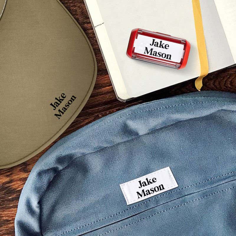 Example of the Trodat 4911 Clothing Name Stamp on Various Surfaces