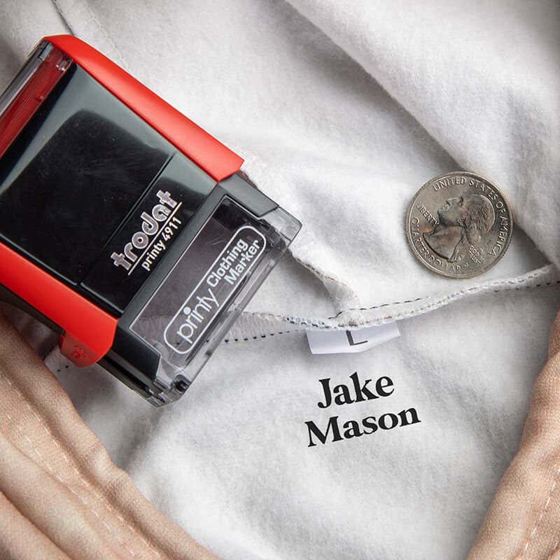 Visual Representation of Serif 2 Line Clothing Stamp Size on Clothing