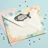Coastal Fish Return Address Stamp – stamped impression lifestyle photo