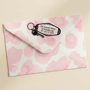 House Key Return Address Stamp – stamped impression lifestyle photo