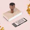 Matchbox Return Address Stamp – wood handle stamp on Salt & Paper pink background