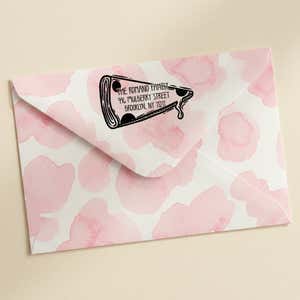 Pizza Slice Return Address Stamp – stamped impression lifestyle photo