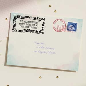 Tomato Vine Return Address Stamp – stamped impression lifestyle photo