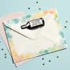 Wine Bottle Return Address Stamp – stamped impression lifestyle photo
