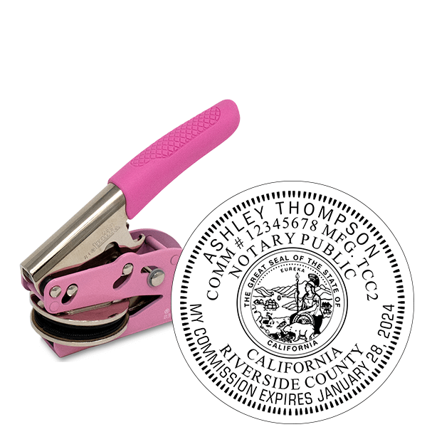 California Notary Round Pink Seal Embosser