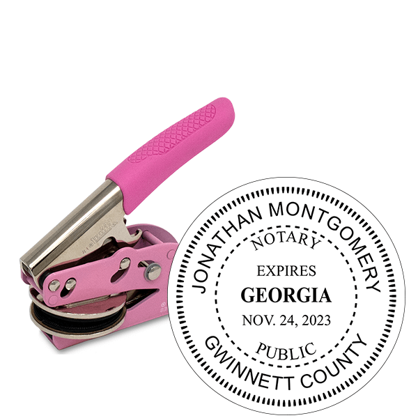 Georgia Notary with Expiration Date Round Pink Seal Embosser