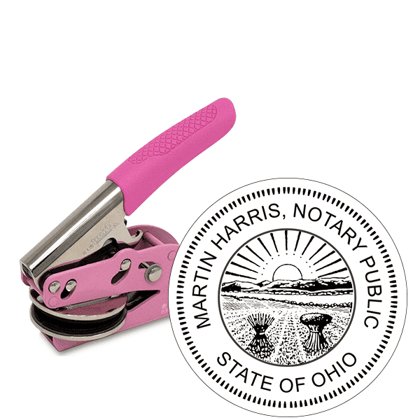 Ohio Notary Round Pink Seal Embosser