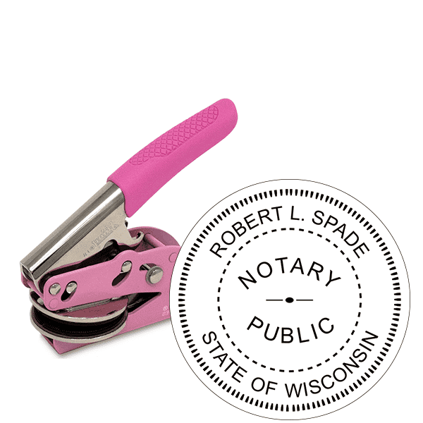 Wisconsin Notary Round Pink Seal Embosser