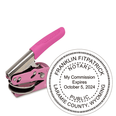 Wyoming Notary Pink Seal Embosser - Round