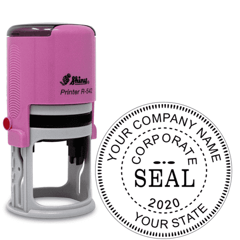 Corporate Seal with Year Pink Stamp
