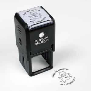 Library book stamp impression and self-inking stamp body with white background