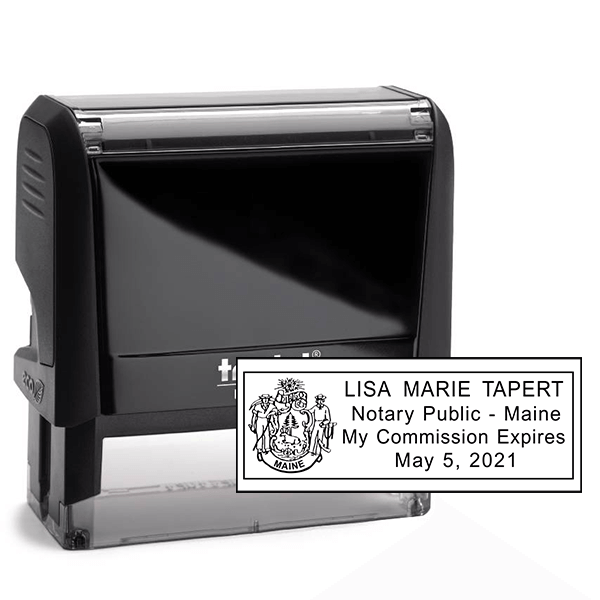 Maine Pink Rectangle Notary Stamp