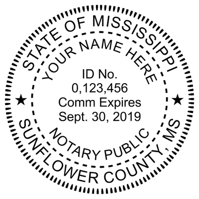 Mississippi Notary Round - Milled Seal - alternate view