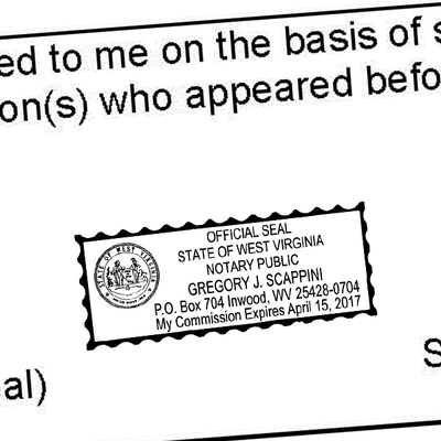 West Virginia Notary Rectangle Seal - alternate view