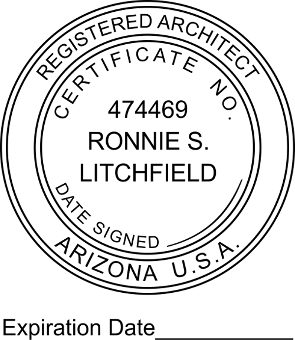 State of Arizona Architect with Expiration Seal