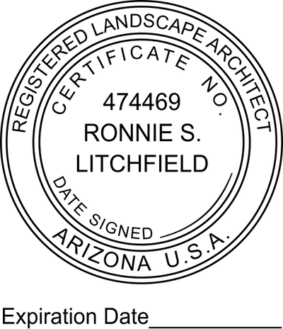 Arizona Landscape Architect with Expiration Seal - alternate view