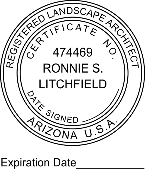 Arizona Landscape Architect with Expiration Seal