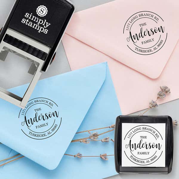 Examples of the  of the  Anderson Round Return Address Stamp impression on envelopes