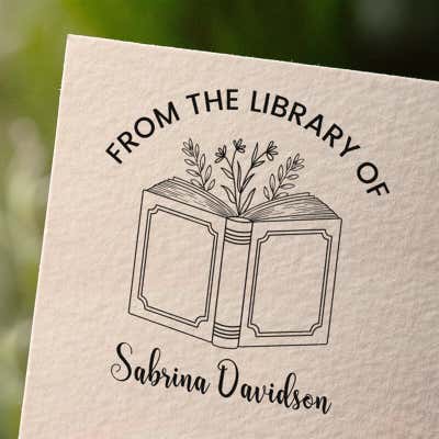 Dainty Flower Custom Book Stamp - alternate view