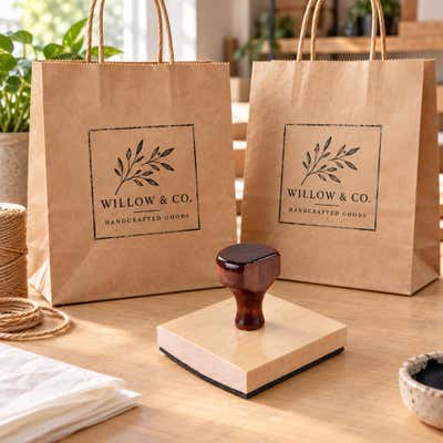 4 Inch Custom Logo Stamp - alternate view