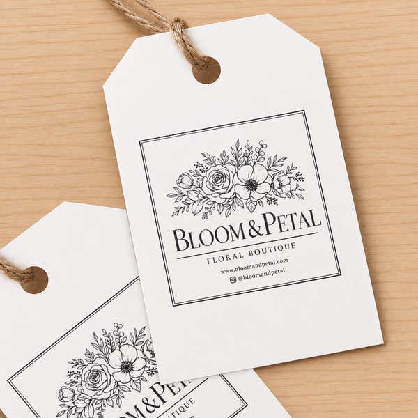 Custom logo impressions stamped onto hang tags