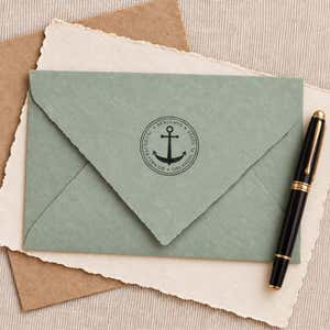 Anchor Round Address Stamp - Self-Inking Imprint Examples on Envelopes