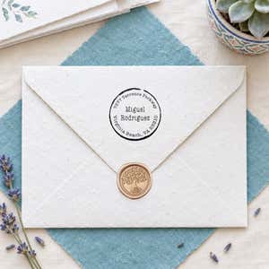 Lancaster Round Border Address Stamp Imprint Example